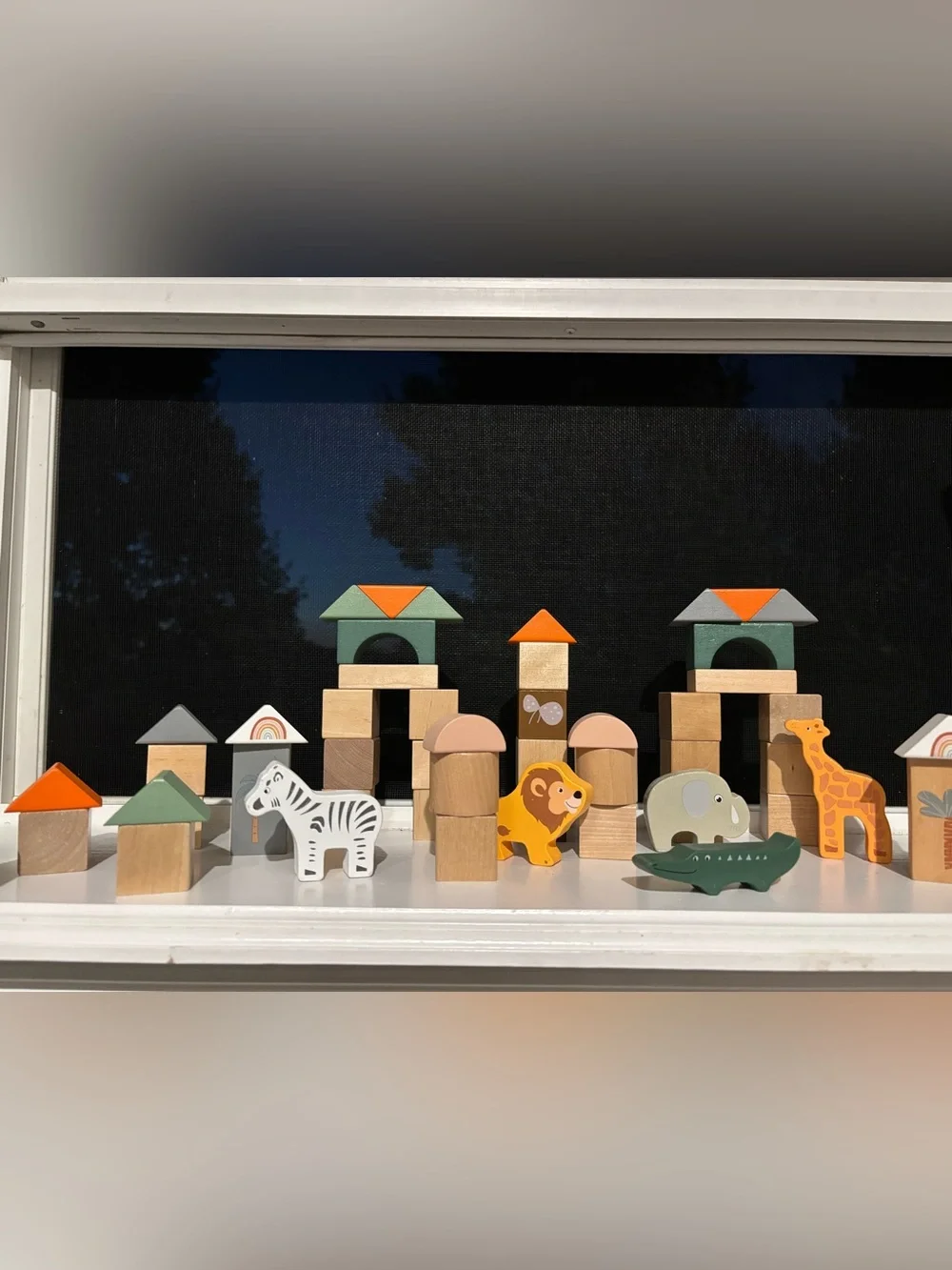 Safari Animal Building Blocks Wooden 50-Piece Set Legler Germany Legler